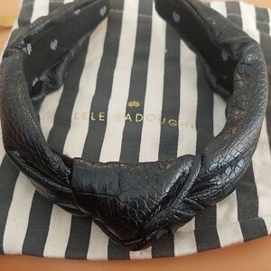 Lele Sadoughi Faux Croc Textured Black Headband And Dust Cover